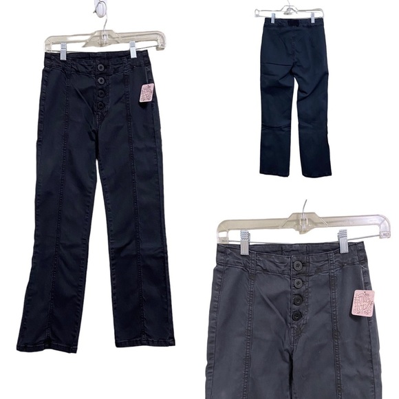 NEW FREE PEOPLE SZ 0 GREY NALCK ANKLE CHINOS - Picture 1 of 7